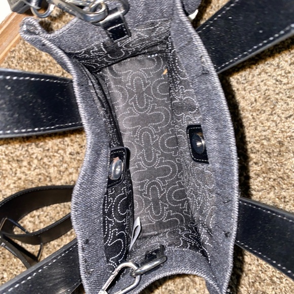 True Religion Black and Blue Crossbody Bag with Denim Design - Picture 2 of 3